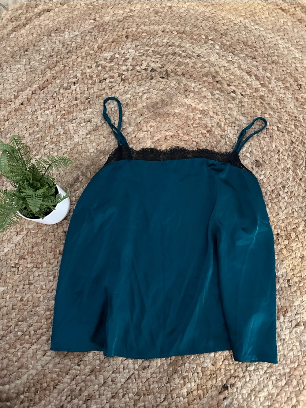 SATIN LACE TRIM BLOUSE TANK